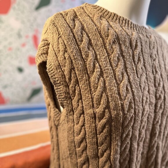 Lucky Brand Cable Sweater Sweatervest Tan - L - Picture 3 of 4